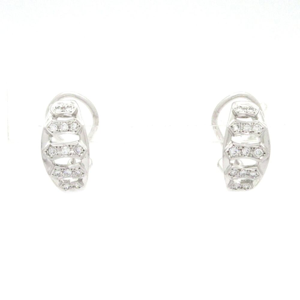 Mikimoto Clip On Earrings 18K White Gold Diamond